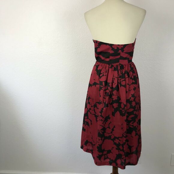 Tibi Vintage Dress Silk Wool Floral Print Fit Flare Strapless - Picture 6 of 9